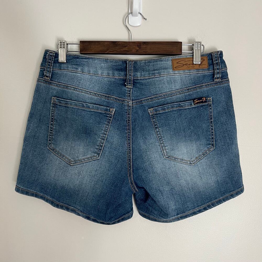 Seven 7 Denim Shorts Embroidered Side Detail Boho Zip Fly High Waist Shorts Sz 6 - Picture 6 of 9